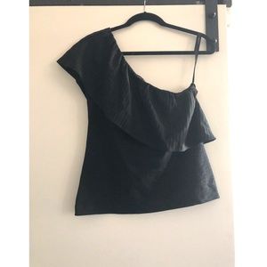 Ann Taylor NWT Black One Shoulder Top